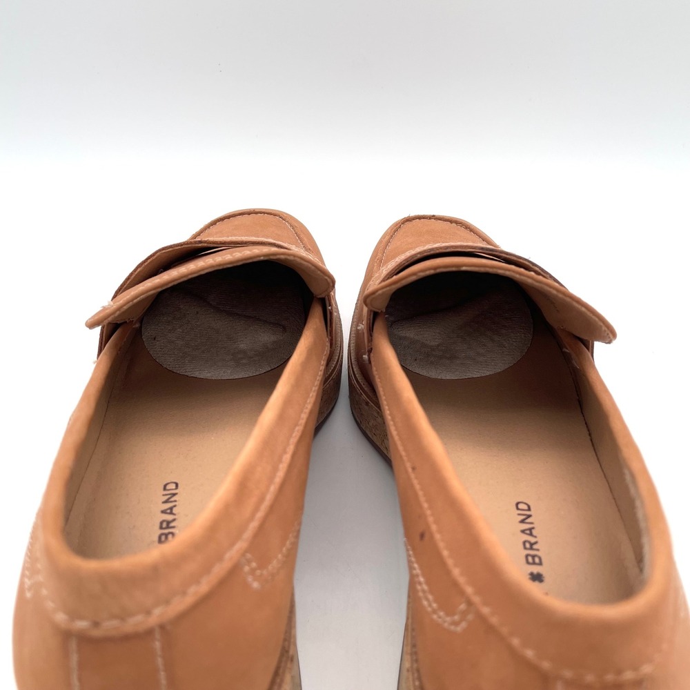 Lucky Brand Palti Loafers Leather Womens 8 Brown Excellent Cork Platform Chunky - Picture 4 of 7